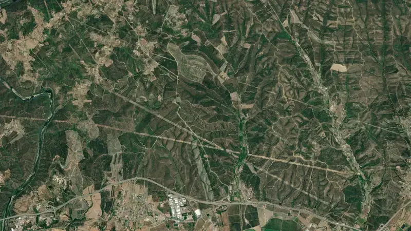 Satellite view of Castelo de Bode reservoir, Santarém, Centro, Portugal