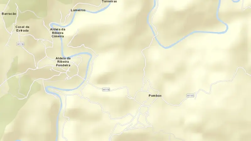 Road map of Comprido reservoir, Santarém, Centro, Portugal