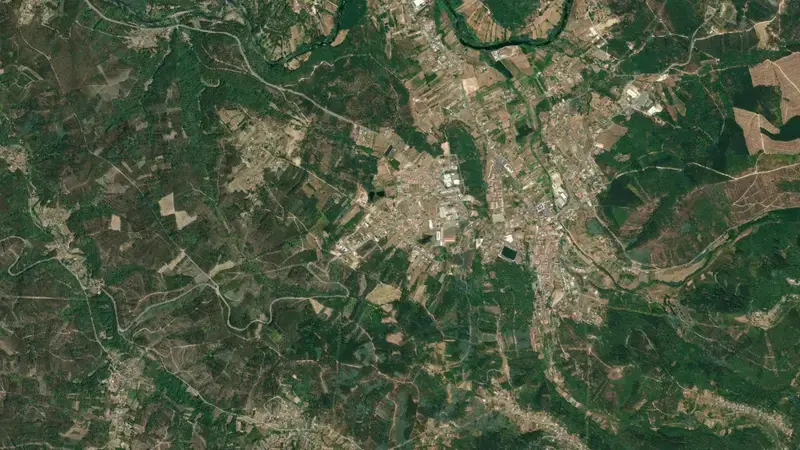 Satellite view of Fronhas reservoir, Coimbra, Centro, Portugal