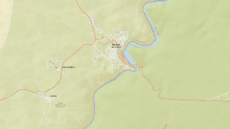 Road map of Miranda reservoir, Bragança, Norte, Portugal