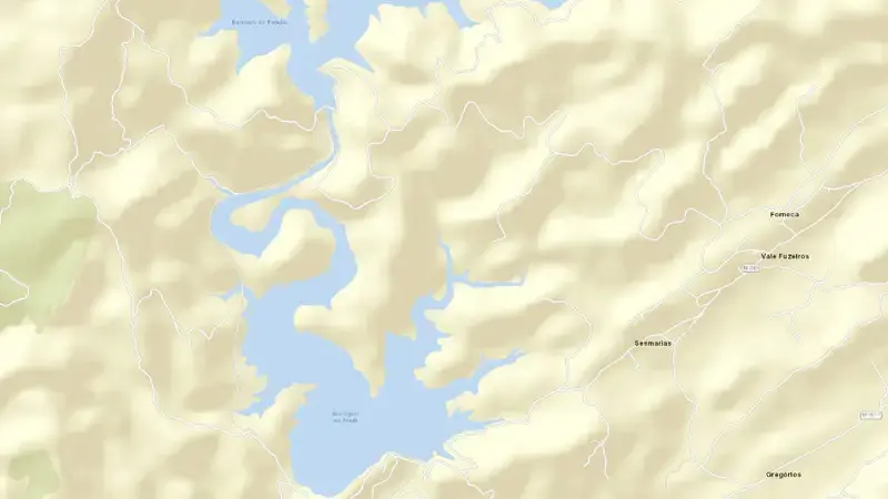 Road map of Odelouca reservoir, Faro, Algarve, Portugal