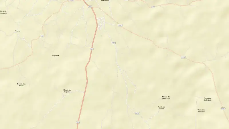 Road map of Pedrogão reservoir, Beja, Alentejo, Portugal