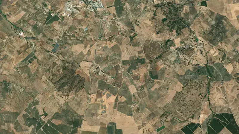 Satellite view of Pedrogão reservoir, Beja, Alentejo, Portugal