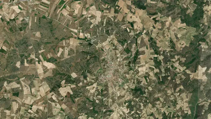 Satellite view of Picote reservoir, Bragança, Norte, Portugal