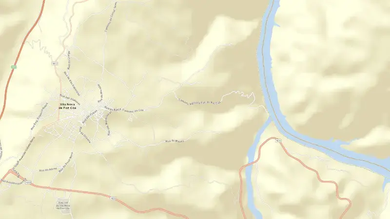 Road map of Pocinho reservoir, Guarda, Centro, Portugal