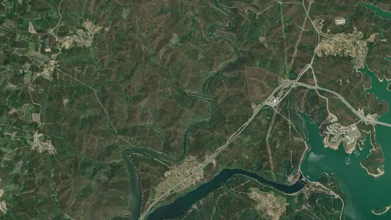 Satellite view of Raiva reservoir, Coimbra, Centro, Portugal