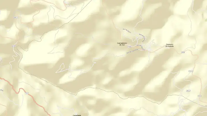 Road map of Régua reservoir, Vila Real, Norte, Portugal