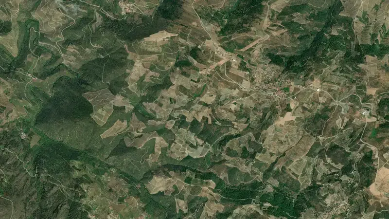 Satellite view of Régua reservoir, Vila Real, Norte, Portugal