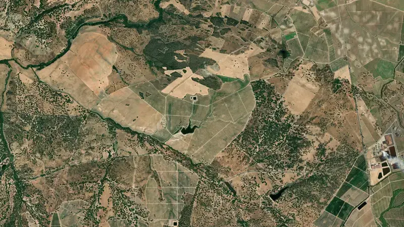 Satellite view of Roxo reservoir, Beja, Alentejo, Portugal
