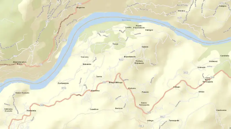 Road map of Torrão reservoir, Porto, Norte, Portugal