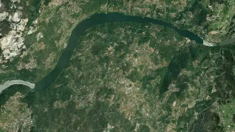 Satellite view of Torrão reservoir, Porto, Norte, Portugal