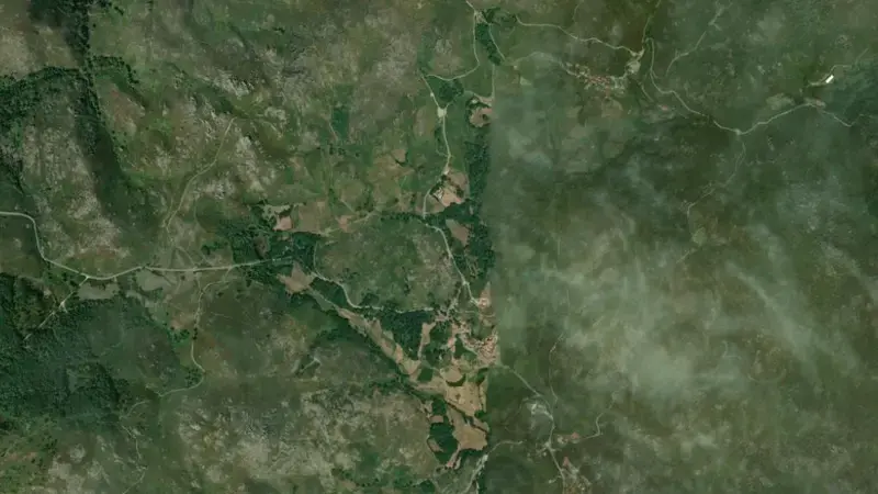 Satellite view of Touvedo reservoir, Viana do Castelo, Norte, Portugal