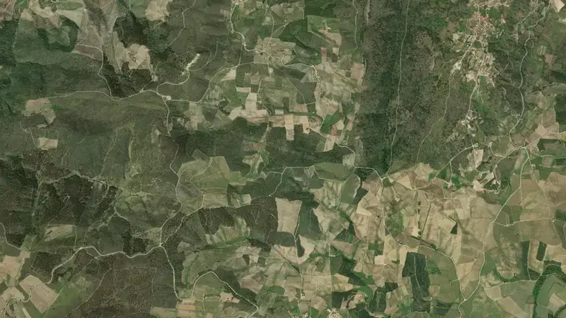 Satellite view of Valeira reservoir, Vila Real, Norte, Portugal