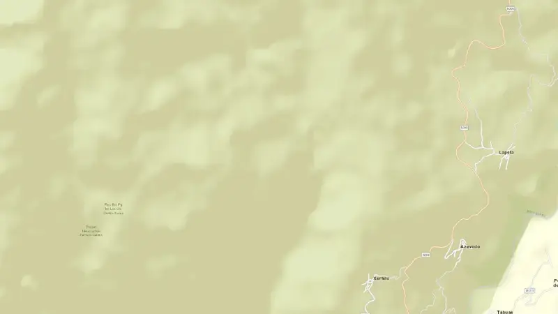 Road map of Vilarinho das Furnas reservoir, Braga, Norte, Portugal