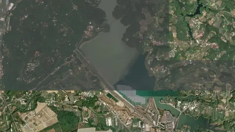 Satellite view of Agongdian Reservoir reservoir, South, Taiwan