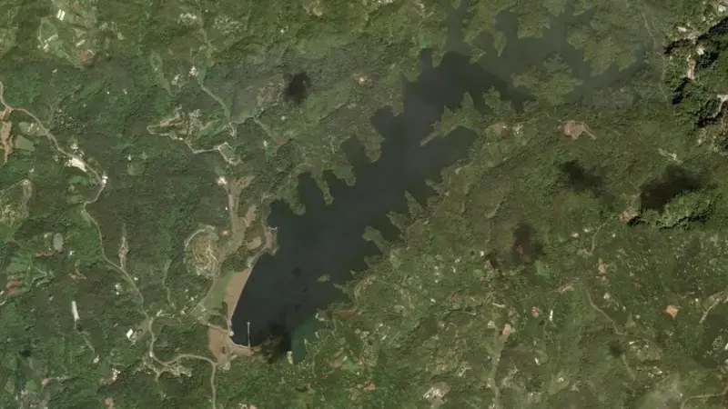 Satellite view of Baoshan Second Reservoir reservoir, North, Taiwan