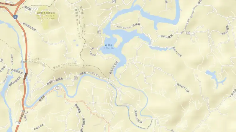 Road map of Dapu Reservoir reservoir, Central, Taiwan