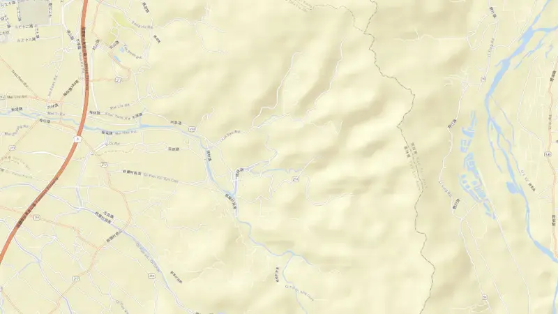Road map of Hushan Reservoir reservoir, Central, Taiwan