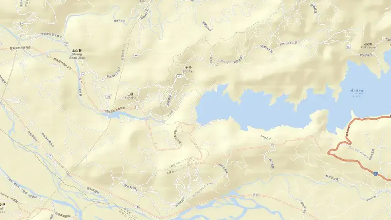 Road map of Liyutan Reservoir reservoir, Central, Taiwan