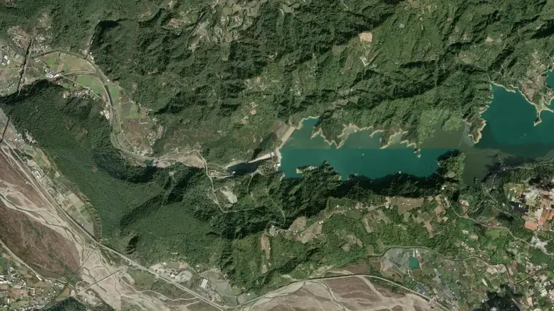 Satellite view of Liyutan Reservoir reservoir, Central, Taiwan