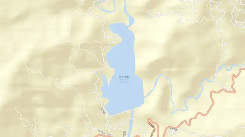 Road map of Mudan Reservoir reservoir, South, Taiwan