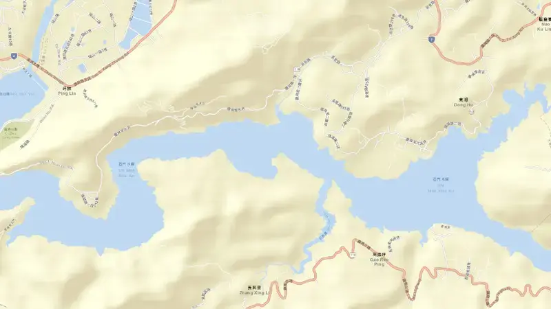 Road map of Shimen Reservoir reservoir, North, Taiwan