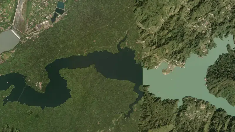 Satellite view of Shimen Reservoir reservoir, North, Taiwan