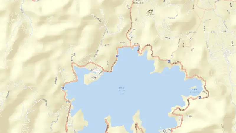 Road map of Sun Moon Lake reservoir, Central, Taiwan