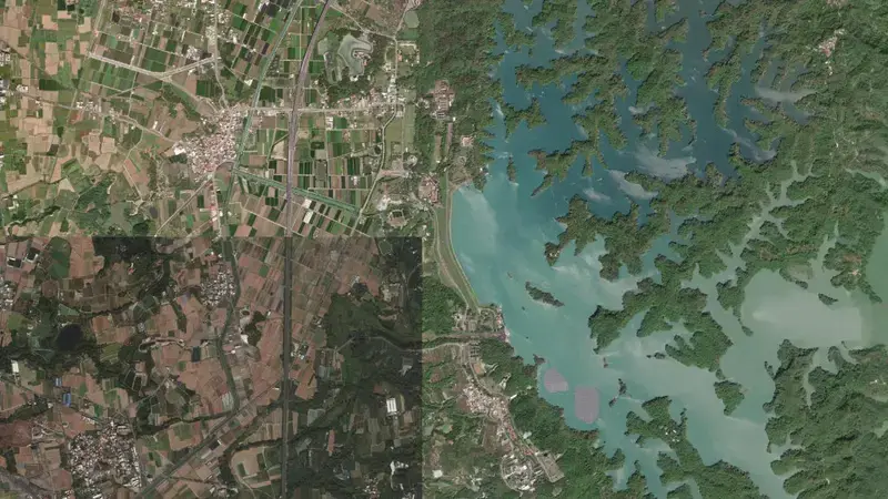Satellite view of Wushantou Reservoir reservoir, South, Taiwan