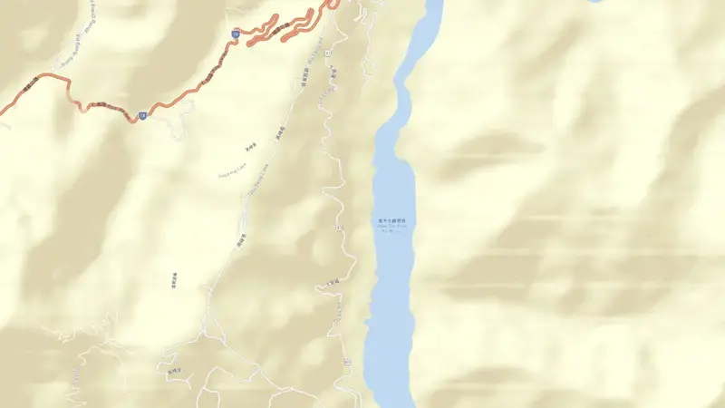 Road map of Wushe Reservoir reservoir, Central, Taiwan