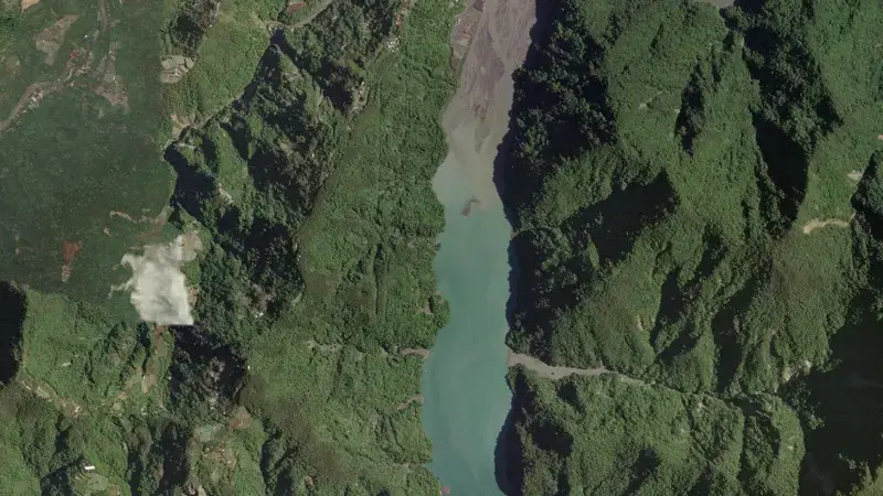 Satellite view of Wushe Reservoir reservoir, Central, Taiwan