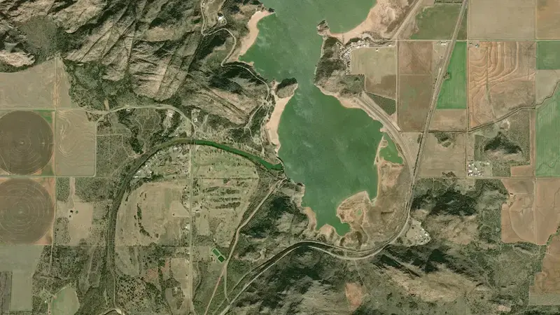Satellite view of Altus Lake reservoir, Oklahoma, United States