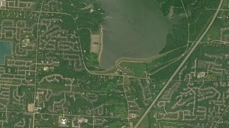 Satellite view of Alum Creek Lake reservoir, Ohio, United States