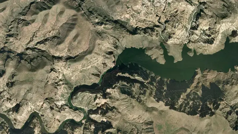 Satellite view of Apache Lake reservoir, Arizona, United States