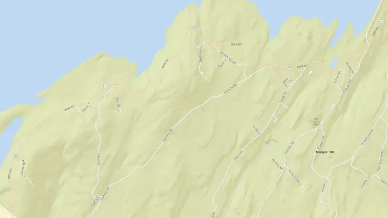 Road map of Ashokan Reservoir reservoir, New York, United States