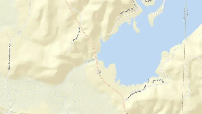 Road map of Atwood Lake reservoir, Ohio, United States