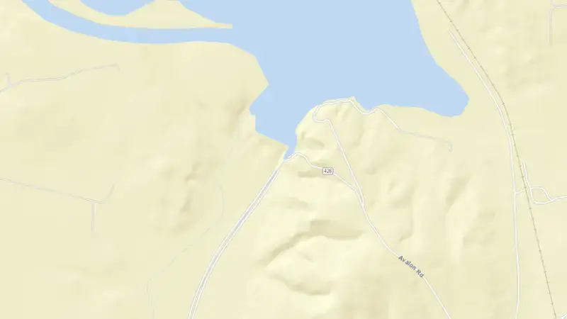 Road map of Avalon Reservoir and Dam reservoir, New Mexico, United States