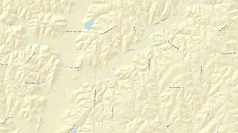 Road map of Bagnell Dam (Lake of the Ozarks) reservoir, Missouri, United States