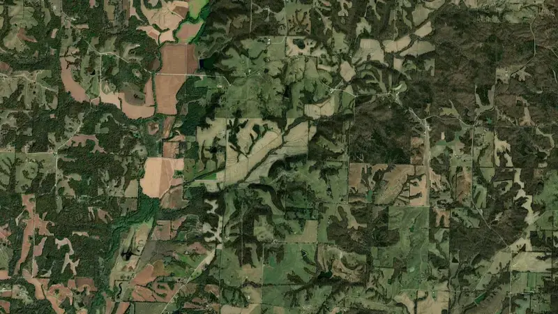 Satellite view of Bagnell Dam (Lake of the Ozarks) reservoir, Missouri, United States