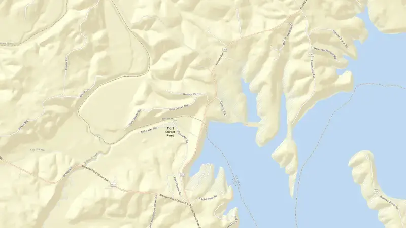 Road map of Barren River Lake Dam reservoir, Kentucky, United States