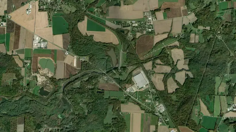 Satellite view of Beach City Lake reservoir, Ohio, United States