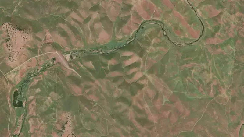 Satellite view of Bear Reservoir reservoir, California, United States