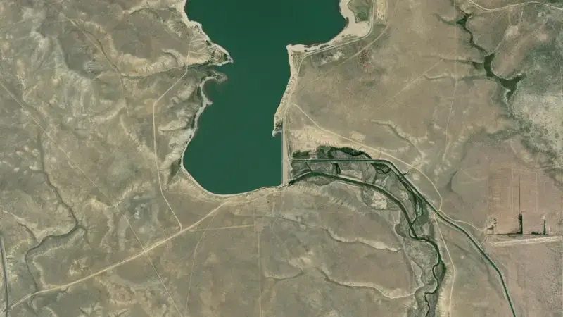 Satellite view of BIG SANDY RESERVOIR NEAR FARSON, WY reservoir, Wyoming, United States