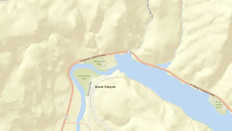 Road map of Black Canyon Reservoir, Diversion Dam, and Powerplant reservoir, Idaho, United States