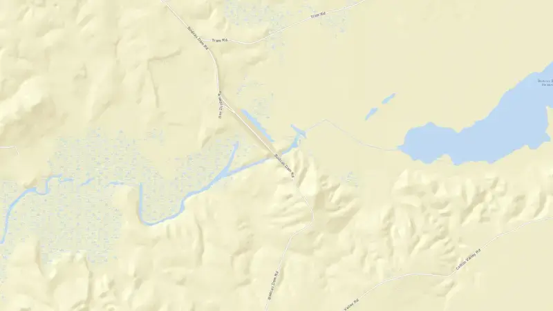 Road map of Bodcau Lake reservoir, Louisiana, United States