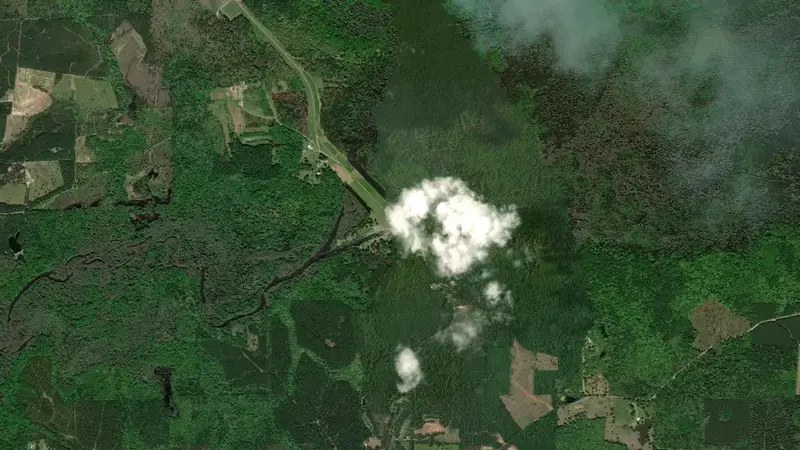 Satellite view of Bodcau Lake reservoir, Louisiana, United States