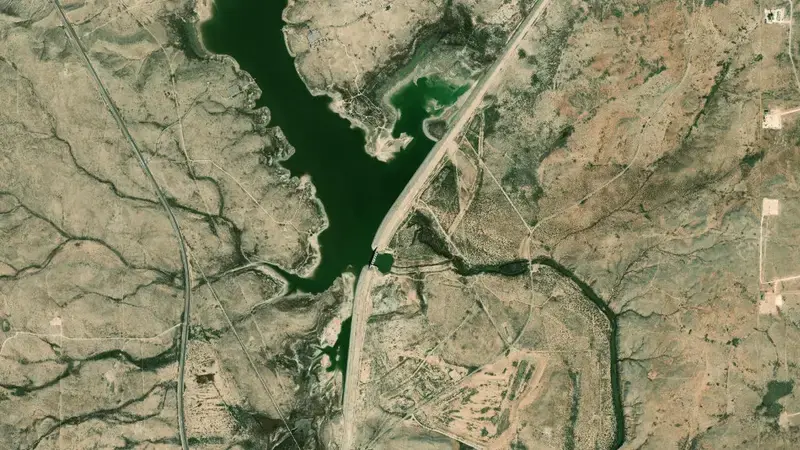 Satellite view of Brantley Reservoir reservoir, New Mexico, United States