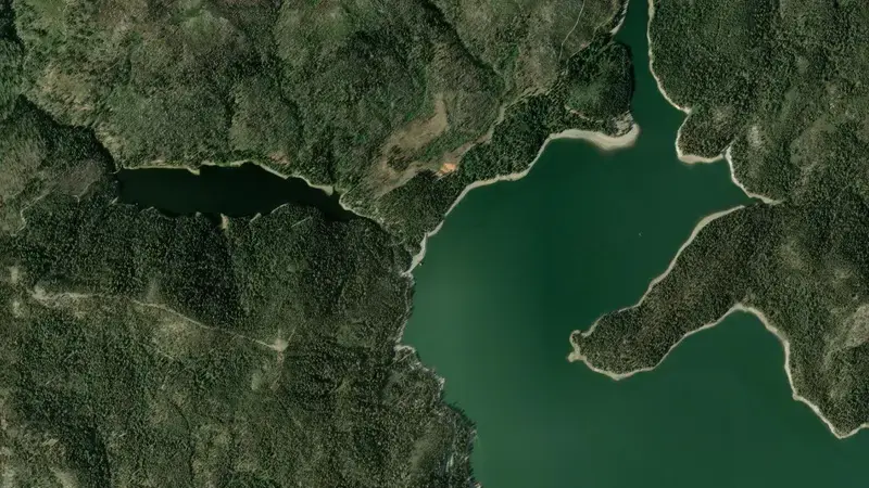 Satellite view of BUCKS LAKE STORAGE reservoir, California, United States