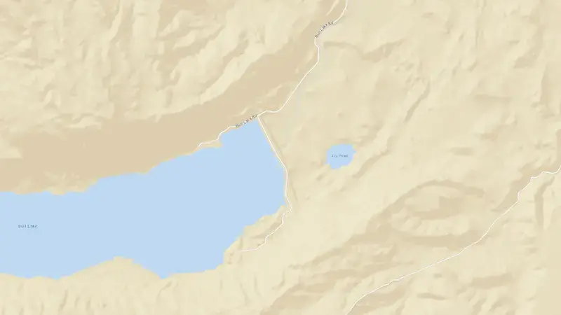 Road map of Bull Lake Reservoir and Dam reservoir, Wyoming, United States