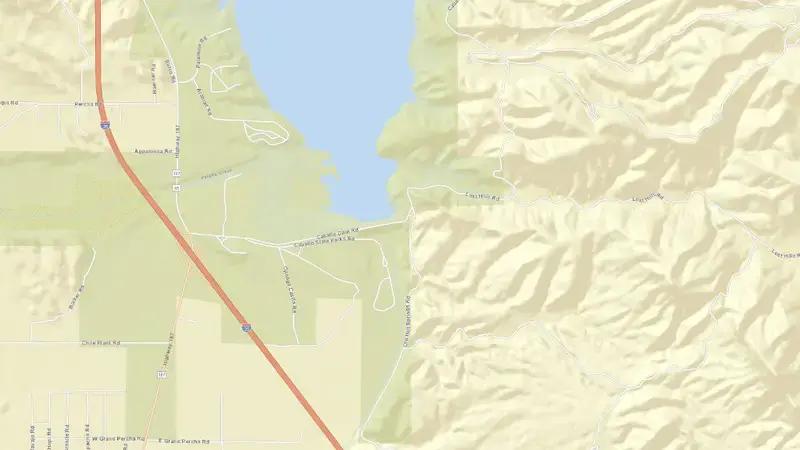 Road map of Caballo Reservoir reservoir, New Mexico, United States